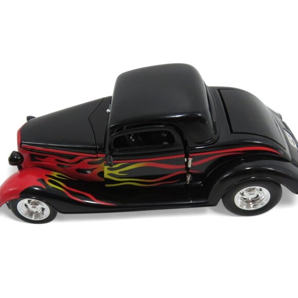 Vintage 1934 FORD 3-Window Coupe Street Rod DIECAST Black and Red Flames Boxed - Picture 12 of 13